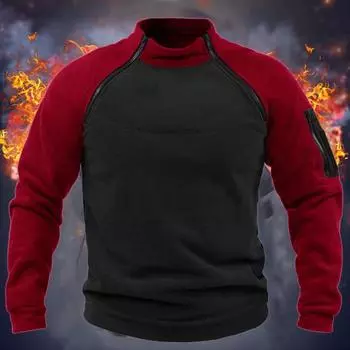 Мужская толстовка в стиле пэчворк с ретро-воротником-стойкой, декором из молнии, контрастного цвета, облегающий повседневный спортивный топ для отдыха M армия зеленый