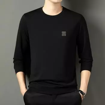 Мужская толстовка весна и осень круглый вырез тонкий свободный повседневный мужской модный красивый тонкий топ M