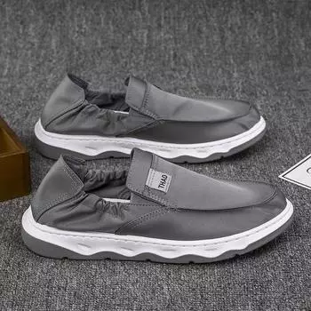 Мужская тонкая дышащая повседневная обувь без шнуровки, тканевая обувь на плоской подошве, трендовые универсальные спортивные туфли для доски 39 чёрный