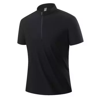 Мужская тонкая футболка из ледяного шелка со стойкой, быстросохнущая, дышащая, спортивная футболка в стиле business casual XXXXL чёрный