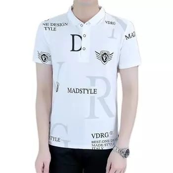 Мужская тонкая футболка с половиной рукава с лацканами, летняя мужская свободная рубашка-поло с короткими рукавами L