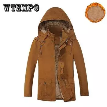 Мужская тонкая куртка с капюшоном, бархатная утолщенная теплая куртка, мужское пуховое пальто, повседневная парка 5XL хаки