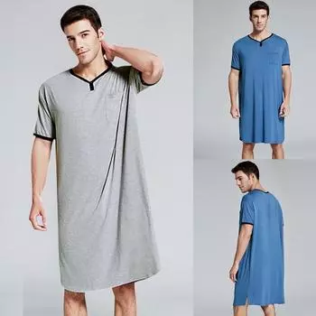 Мужская тонкая летняя удлиненная футболка, однотонная, удобная, для домашнего обслуживания XXXL синий