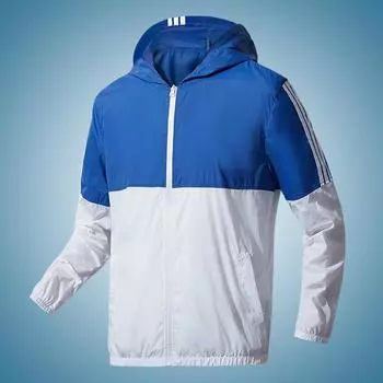 Мужская тонкая солнцезащитная куртка с капюшоном, дышащая куртка, спортивная ветровка для мужчин и женщин XXXL синий