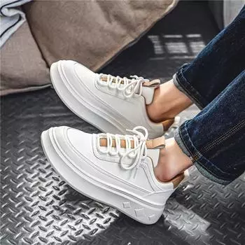 Мужская тонкая спортивная обувь — это повседневная, универсальная, дышащая обувь с толстой и мягкой подошвой. 39 белый