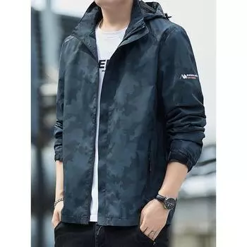 Мужская тонкая свободная ветровка большого размера на весну и осень, водонепроницаемая спортивная повседневная куртка M