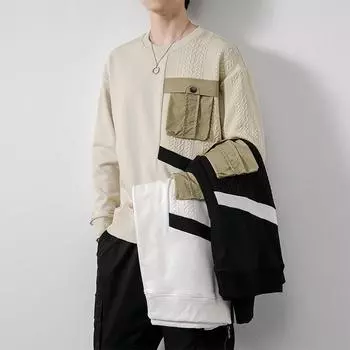 Мужская тонкая толстовка, мужская, весна и осень, новая свободная внутренняя футболка с длинными рукавами, повседневная нижняя часть рубашки, топы для подростков M