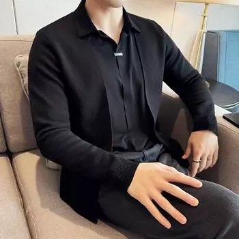 Мужская тонкая трикотажная рубашка весна-осень, эластичные, не оставляющие следов, тонкие топы с V-образным вырезом 4XL