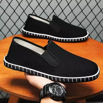 Мужская традиционная обувь для кунг-фу, дышащая тканевая рабочая обувь на пружинах, нескользящая ортопедическая, удобная, широкая, для ходьбы пожилым людям 39