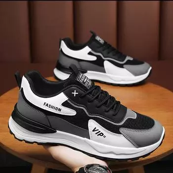 Мужская трендовая повседневная спортивная обувь, кроссовки на платформе, модные кроссовки для бега, мужские дышащие сетчатые кроссовки на шнуровке, модные повседневные кроссовки 39 чёрный