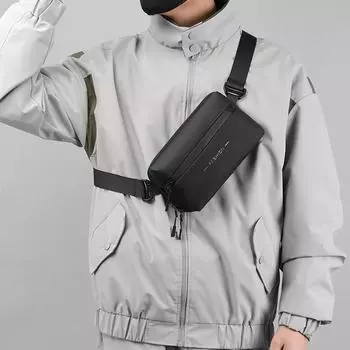 Мужская трендовая сумка на грудь, дорожная поясная сумка, стильная простая сумка через плечо серый