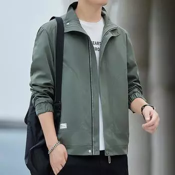 Мужская трендовая универсальная спортивная куртка на весну и осень, мужская осенняя свободная ветрозащитная повседневная M чёрный