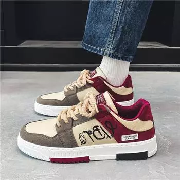 Мужская трендовая вулканизированная обувь, повседневная обувь на плоской подошве, модная весенне-осенняя парусиновая обувь, студенческие прогулочные кроссовки на шнуровке для мужчин 39