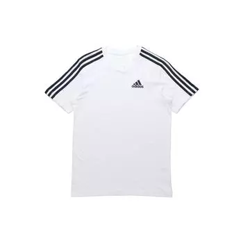 Мужская тренировочная футболка с 3 полосками Adidas с круглым вырезом, белая GL3733 XXL