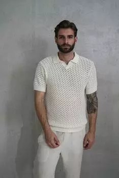 Мужская трикотажная футболка цвета поло Peter цвета экрю