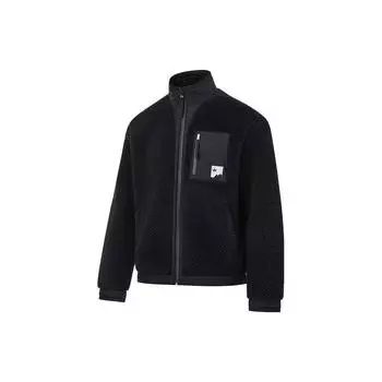 Мужская трикотажная куртка Li Ning с воротником-стойкой, однотонная, черная AFDT601-4 XXL