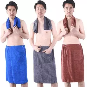 Мужская юбка из микрофибры, халат, купальный пляж, спа, душ, банное полотенце с карманом синий