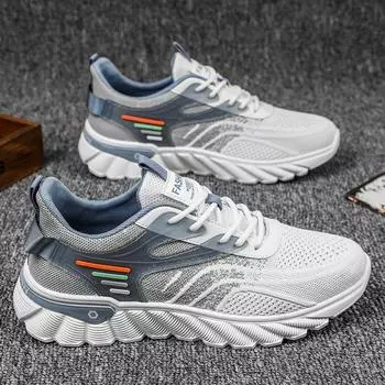 Мужская удобная, модная, дышащая повседневная обувь из тканого материала 44 белый