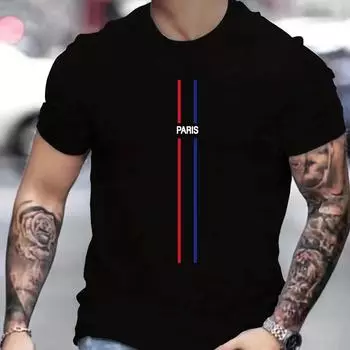 Мужская удобная вентилируемая футболка с принтом Парижской темы, футболка с 3D принтом, мужская летняя одежда, мужские топы с короткими рукавами XL