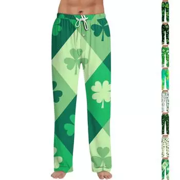 Мужская ул.. Штаны с завязками и принтом ко Дню Святого Патрика, повседневные пижамные штаны XXL