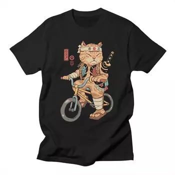 Мужская уличная футболка больших размеров в стиле хип-хоп, футболка Catana с велосипедным принтом в стиле Харадзюку, хлопковые повседневные топы, летние футболки с короткими рукавами XL чёрный