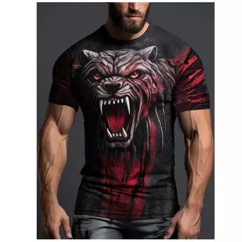 Мужская уличная футболка с 3D принтом, летняя уличная удобная дышащая футболка с круглым вырезом, повседневные топы с короткими рукавами и круглым вырезом S