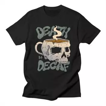 Мужская уличная футболка в стиле хип-хоп размера плюс, футболка Death Before Decaf с принтом Harajuku, хлопковые повседневные топы, летние футболки с короткими рукавами XL чёрный