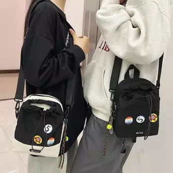 Мужская уличная легкая сумка через плечо, сумка для мобильного телефона, женская сумка через плечо с завязкой серый