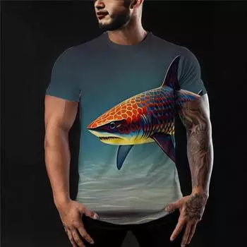 Мужская уличная мода тренд абстракция живопись принт короткий рукав футболка S