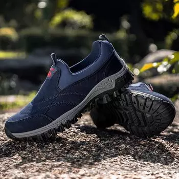 Мужская уличная обувь большого размера, замшевая кожаная обувь, мужская обувь для походов и треккинга 37 синий