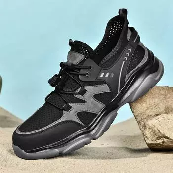 Мужская уличная повседневная обувь с дышащей сеткой 39 чёрный/серый