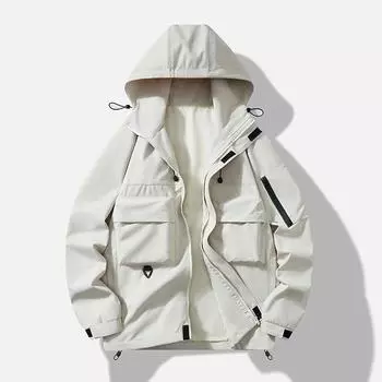 Мужская уличная рабочая ветровка с капюшоном, брендовая штормовая куртка для пары, одинаковое горное пальто M белый