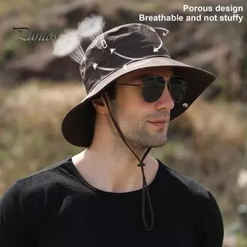 Мужская уличная шапка Fishmernan с регулируемым ветрозащитным фиксированным ремешком, анти-УФ-складная солнцезащитная шапка для альпинизма, садоводства, рыбалки, уличная дорожная кепка серый