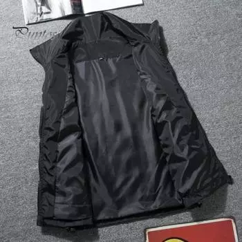 Мужская уличная ветровка с лацканами и длинными рукавами, однотонная куртка с карманами на молнии, весна-осень M серый