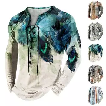 Мужская уличная винтажная футболка с длинными рукавами и капюшоном на шнуровке, осенний однотонный повседневный топ L