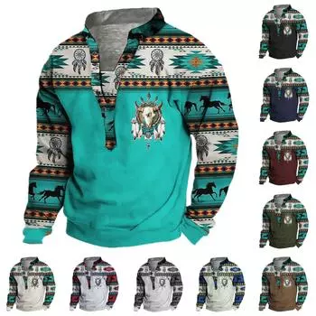 Мужская уличная винтажная модная спортивная футболка с v-образным вырезом и длинным рукавом