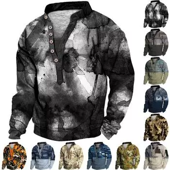 Мужская уличная винтажная модная спортивная футболка с v-образным вырезом и длинным рукавом L чёрный