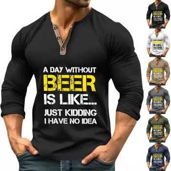 Мужская уличная винтажная модная спортивная футболка с v-образным вырезом и длинным рукавом L