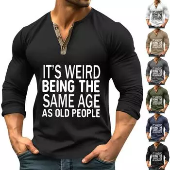 Мужская уличная винтажная модная спортивная футболка с v-образным вырезом и длинным рукавом