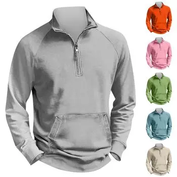 Мужская уличная винтажная модная спортивная футболка с v-образным вырезом и длинным рукавом L синий