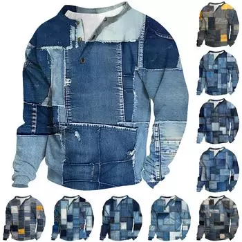 Мужская уличная винтажная модная спортивная футболка с v-образным вырезом и длинным рукавом