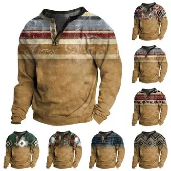 Мужская уличная винтажная модная спортивная футболка с v-образным вырезом и длинным рукавом XXXL коричневый