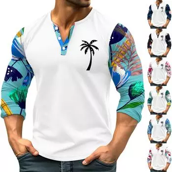 Мужская уличная винтажная модная спортивная футболка с v-образным вырезом и длинным рукавом XXXL