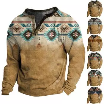 Мужская уличная винтажная модная спортивная футболка с v-образным вырезом и длинным рукавом L коричневый