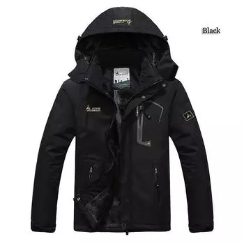 Мужская уличная водонепроницаемая куртка для кемпинга и пешего туризма, охота, скалолазание, дождевая рыбалка, спортивная ветровка, толстый теплый пуховик с капюшоном XXXXXXL чёрный