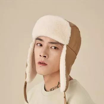 Мужская уличная защитная шапка для ушей, лыжная шапка, ветрозащитная пилотская шапка, осенне-зимняя, для езды на велосипеде, теплая, плюс бархатная, защищающая от холода, шапка Lei Feng One Size