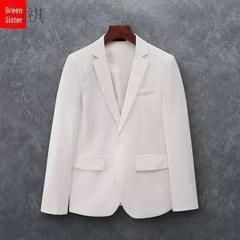 Мужская универсальная белая однобортная повседневная куртка - костюм большого размера на весну/осень 2XL (For ~70kg) вино красного