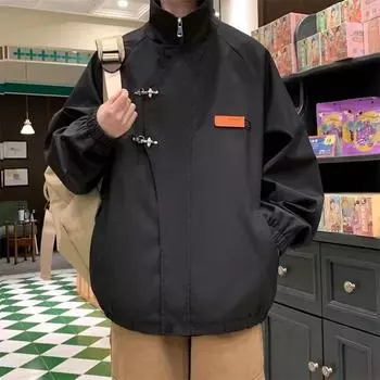 Мужская универсальная повседневная куртка в стиле High Street Workwear с дизайном пуговиц в виде самолета M красный