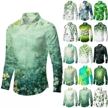 Мужская универсальная повседневная рубашка с длинным рукавом и карманом, кардиган St. Патрик Грин L армия зеленый