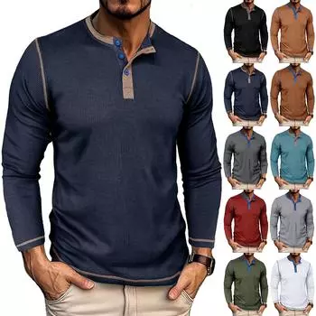 Мужская универсальная рубашка с длинными рукавами в стиле колор-блок, футболка в стиле ретро, нижняя часть рубашки L армия зеленый